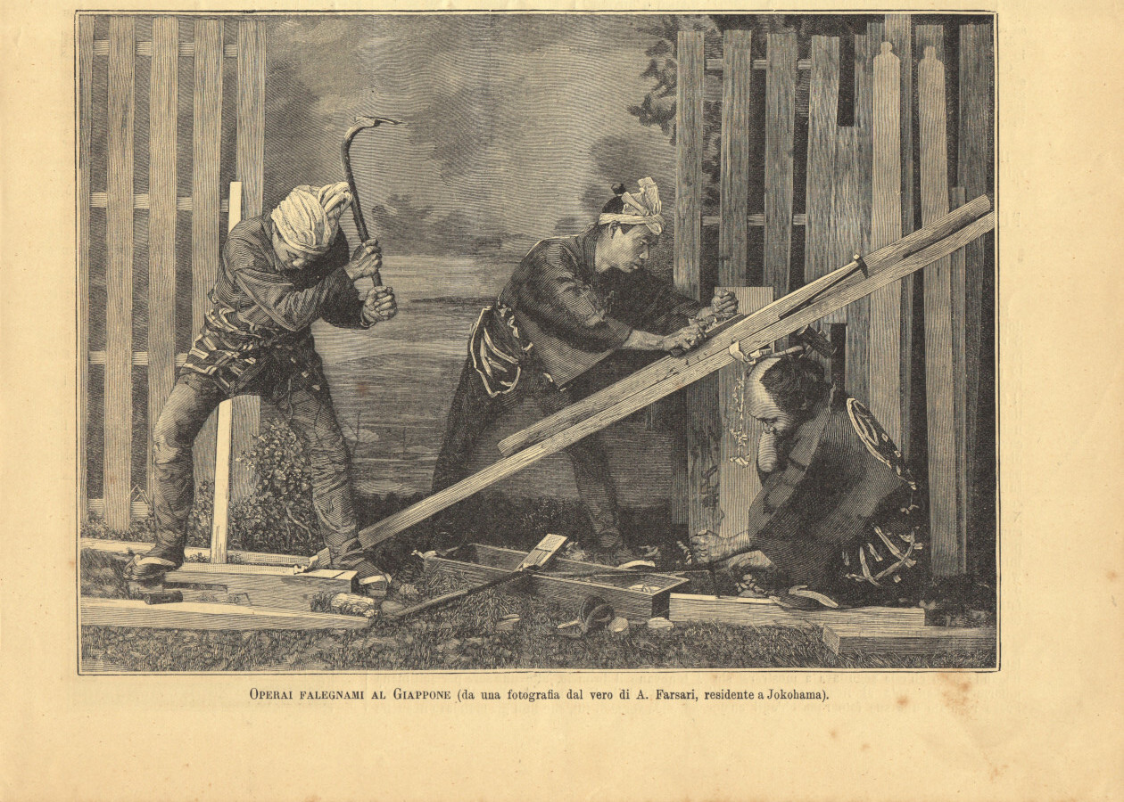 Operai falegnami al Giappone. Immagine 1889