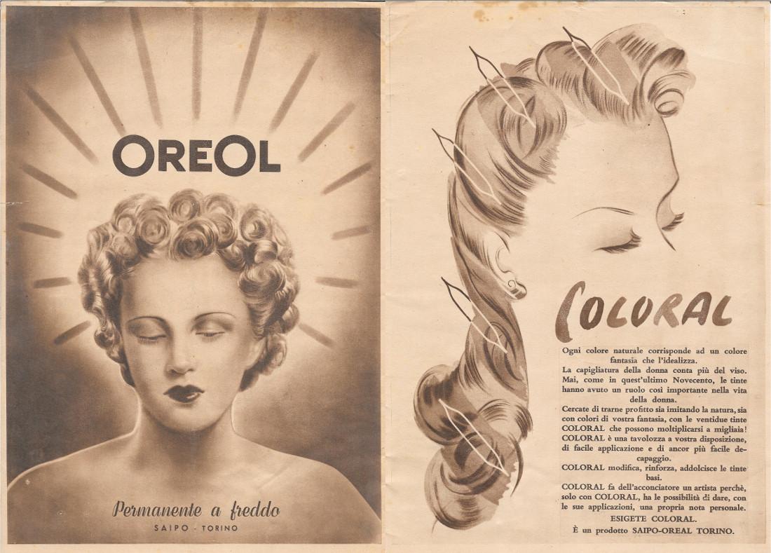 Oreol / Coloral. Pubblicità 1948. Fronte retro
