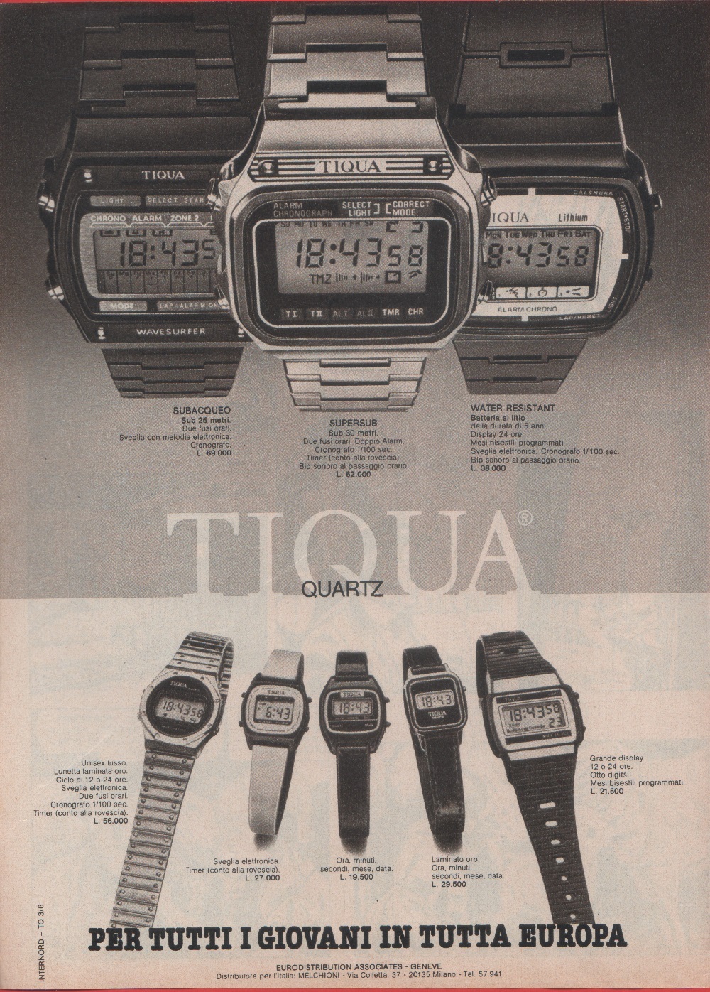 Orologi Tiqua Quartz Advertising 1981