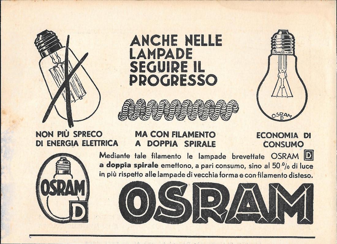 Osram. Anche nelle lampade seguire il progresso. Advertising 1935