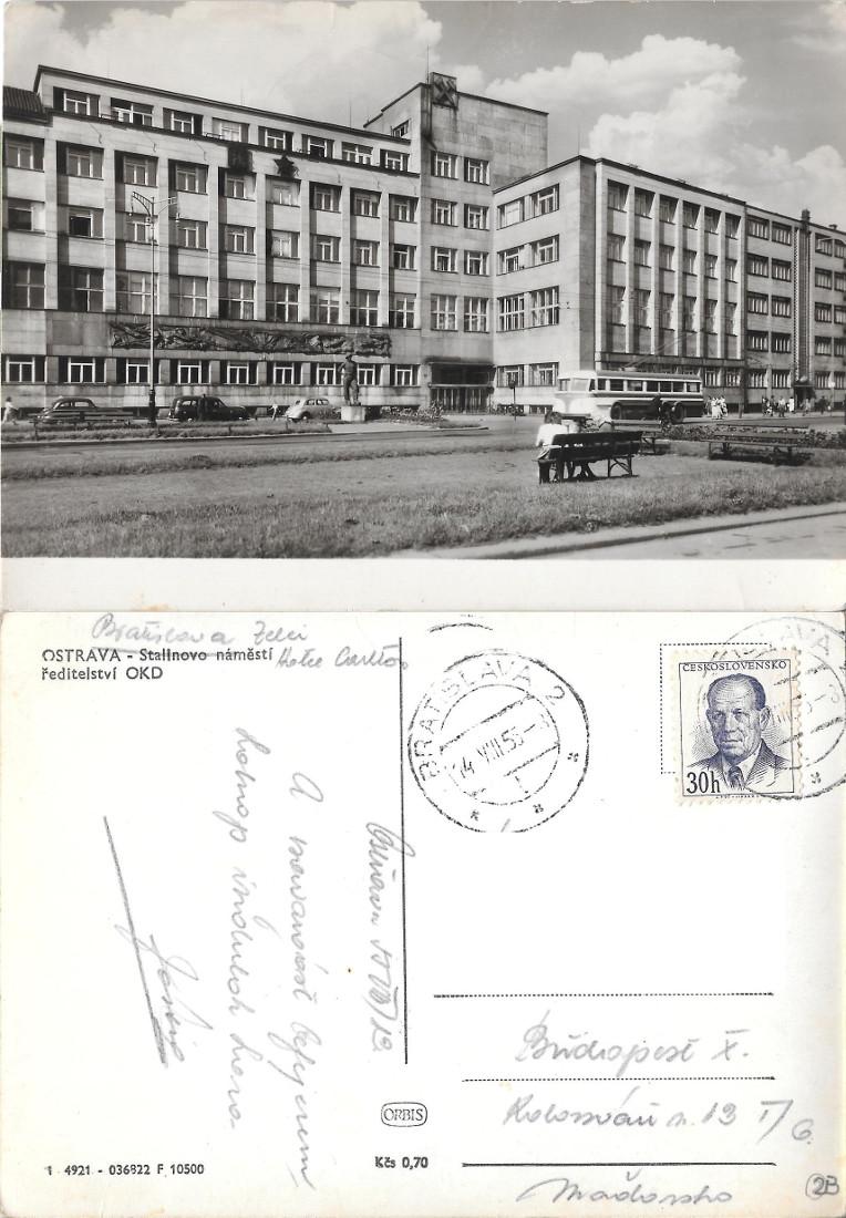 Ostrava. Stalinovo nám?stí. Viaggiata 1955