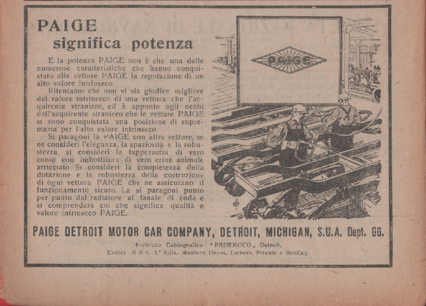 Paige Detroit Motor Car Company Advertising 1920