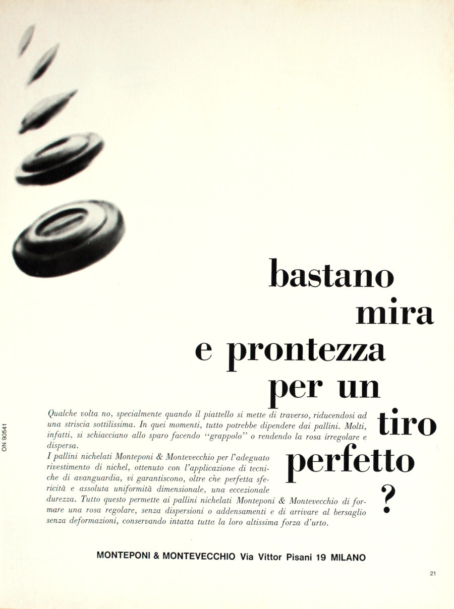 Pallini nichelati Monteponi &amp; Montevecchio. Advertising 1969