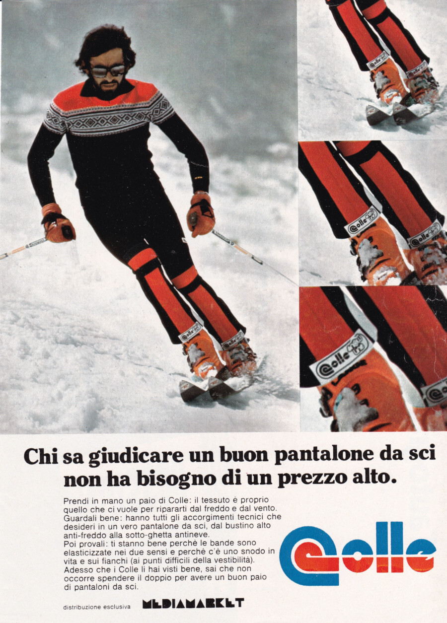 Pantaloni da sci Colle. Advertising 1977
