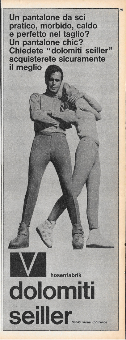 Pantaloni Dolomiti Seiller - Advertising 1968