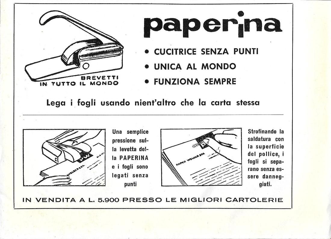 Paperina la cucitrice senza punti. Advertising 1963