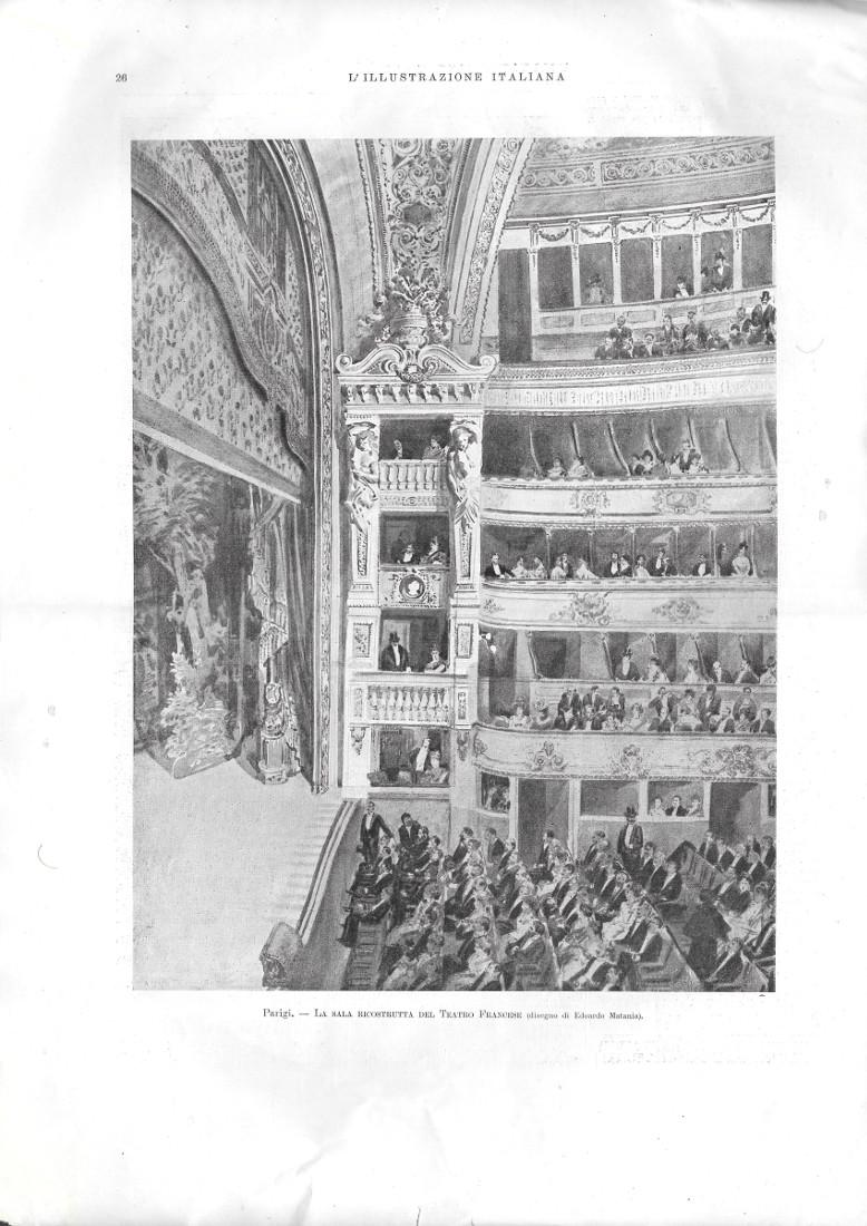 Parigi, La sala ricostrutta del Teatro Francese (Ill. E. Matania) …