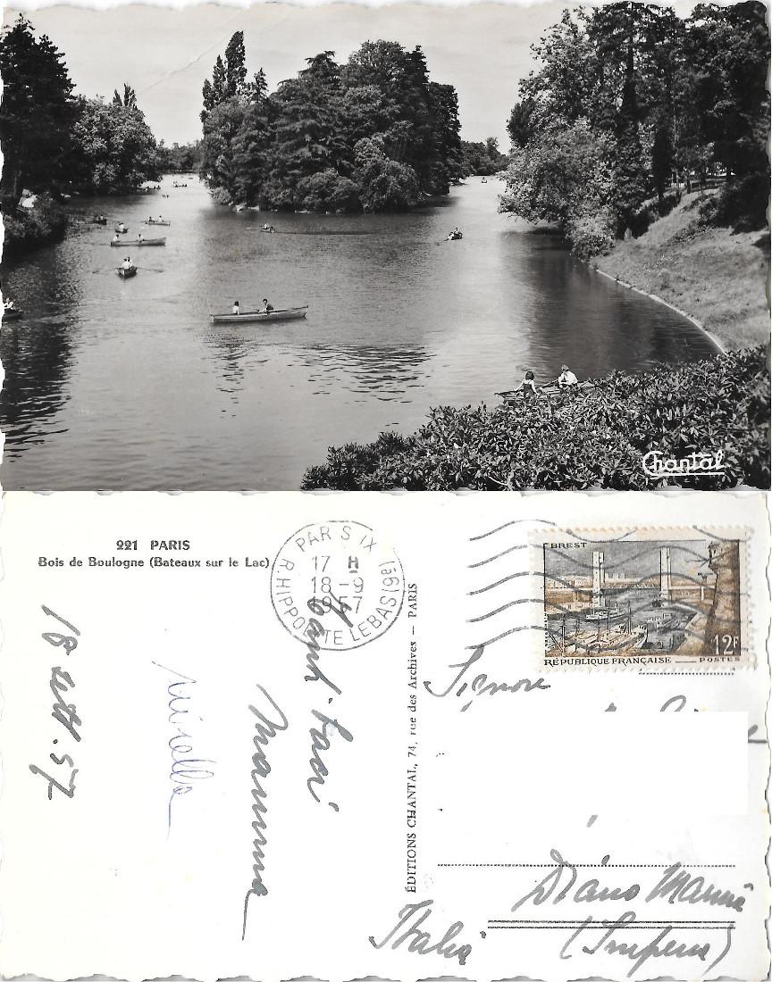 Paris. Bois de Boulogne. Viaggiata 1957