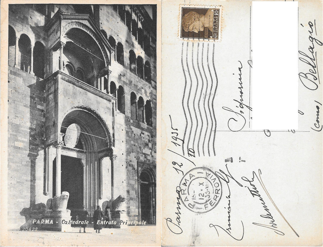 Parma Cattedrale. Entrata Principale . Viaggiata 1935
