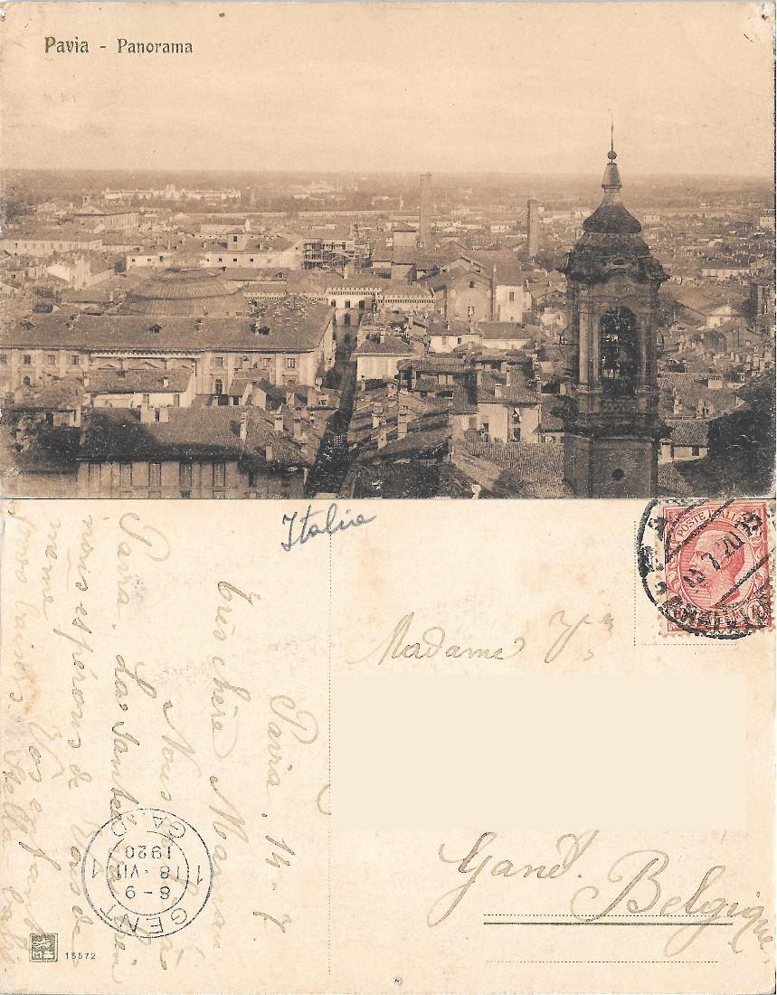 Pavia - Panorama. Viaggiata 1920