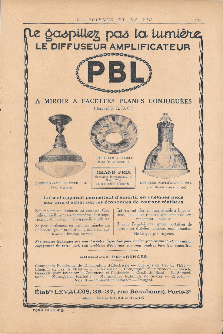 PBL diffuseur amplificateur, etab.ts Levalois - Advertising 1928