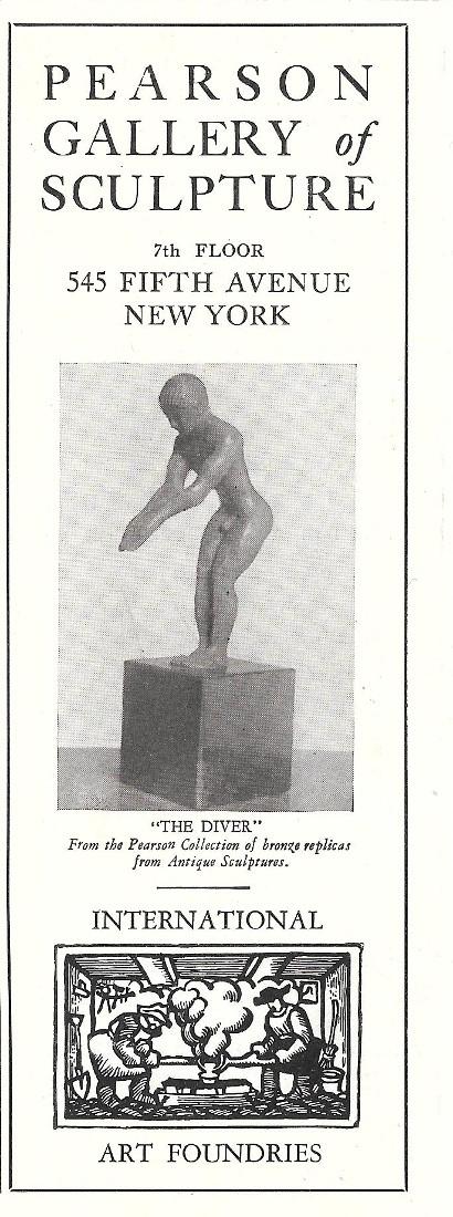 Pearson gallery of sculpture. Fifth avenue, New York. Pubblicita 1930