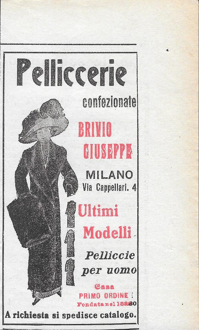 Pelliccerie Brivio Giuseppe. Ultimi modelli. Advertising 1911