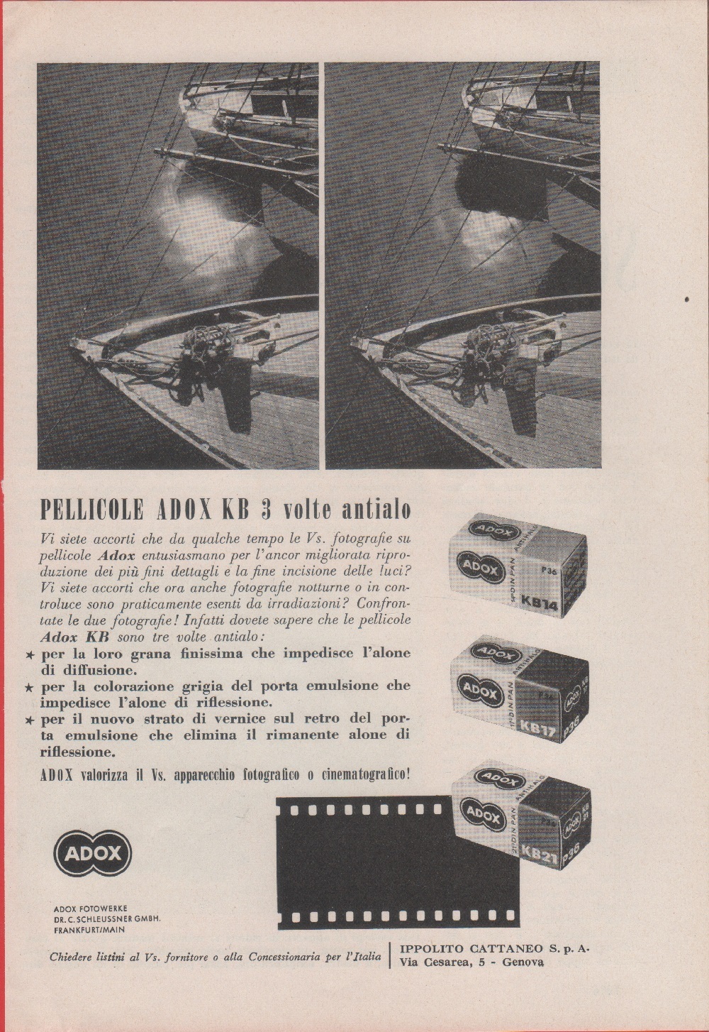 Pellicole Adox KB. Advertising 1958