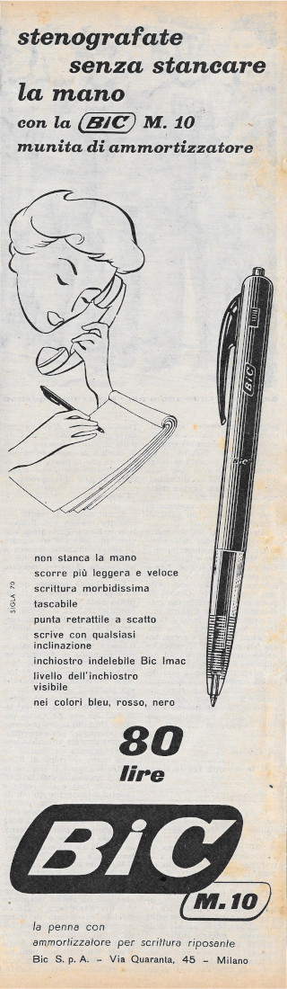 Penna Bic M10 - Advertising 1956