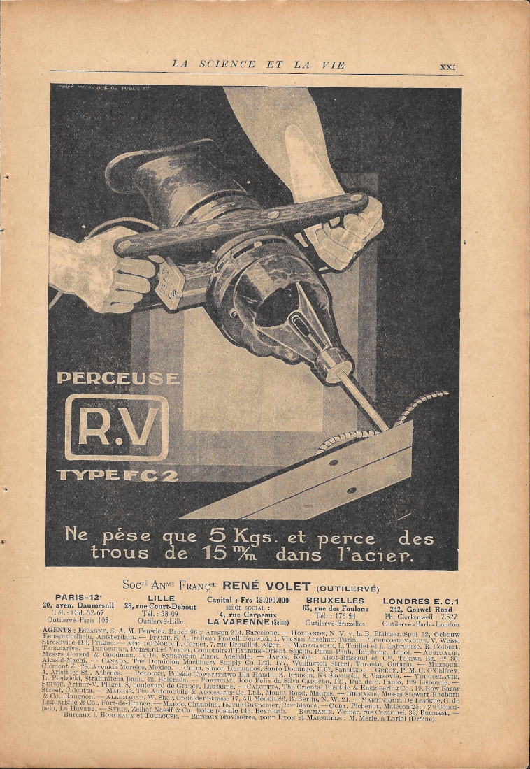Perceuse R.V Type FC2 - Advertising 1930