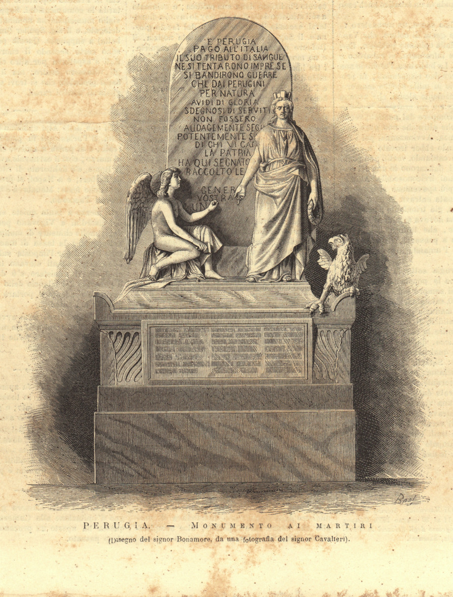 Perugia. Monumento ai martiri. Stampa 1876