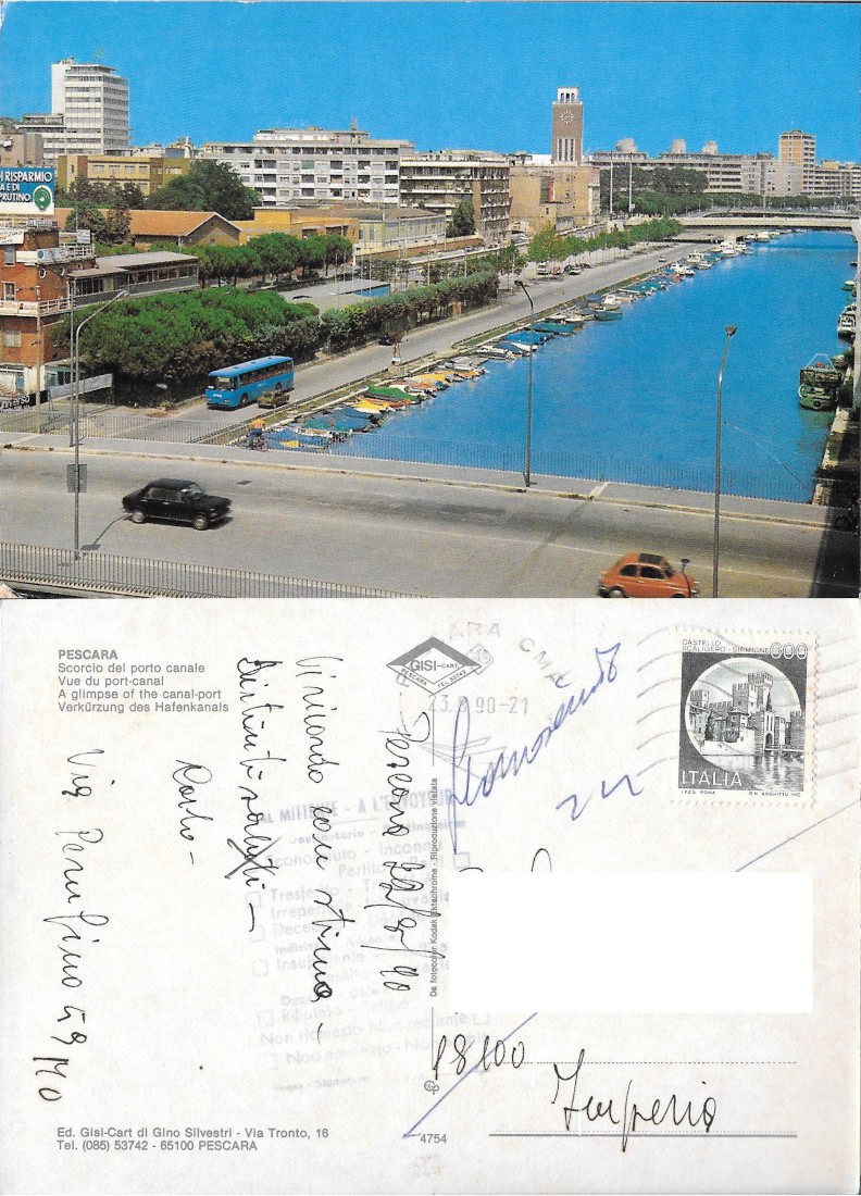 Pescara. Scorcio del Porto Canale - Viaggiata 1990