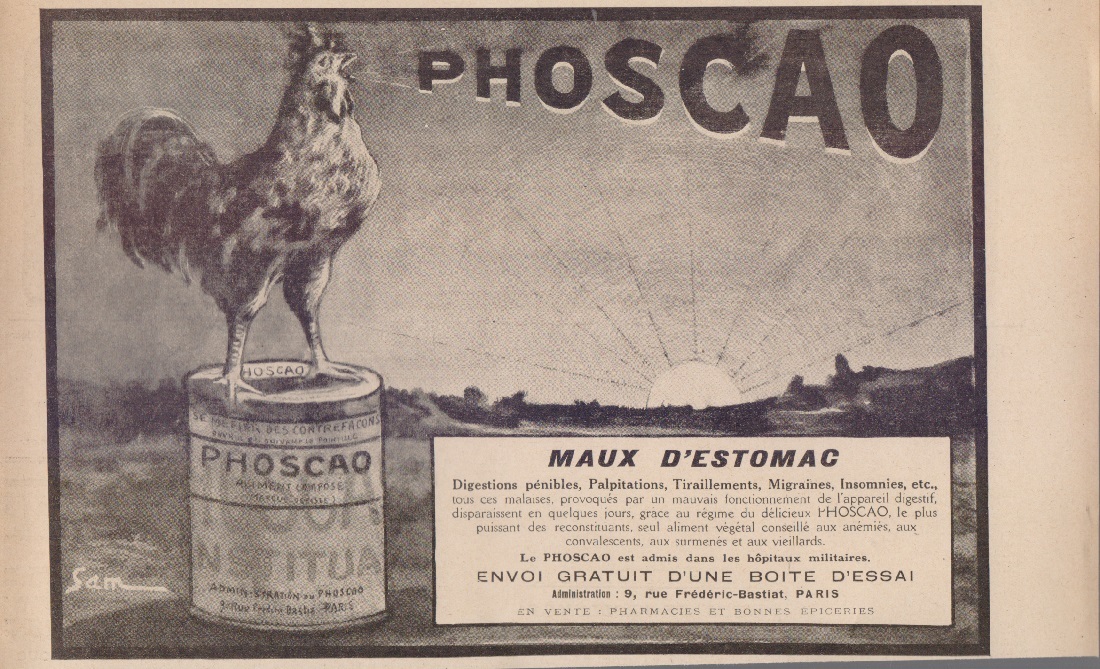 Phoscao. Maux d'estomac. Advertising 1916