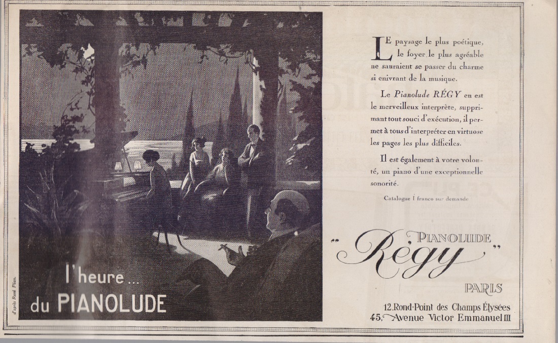 Pianolude Regy. Advertising 1924