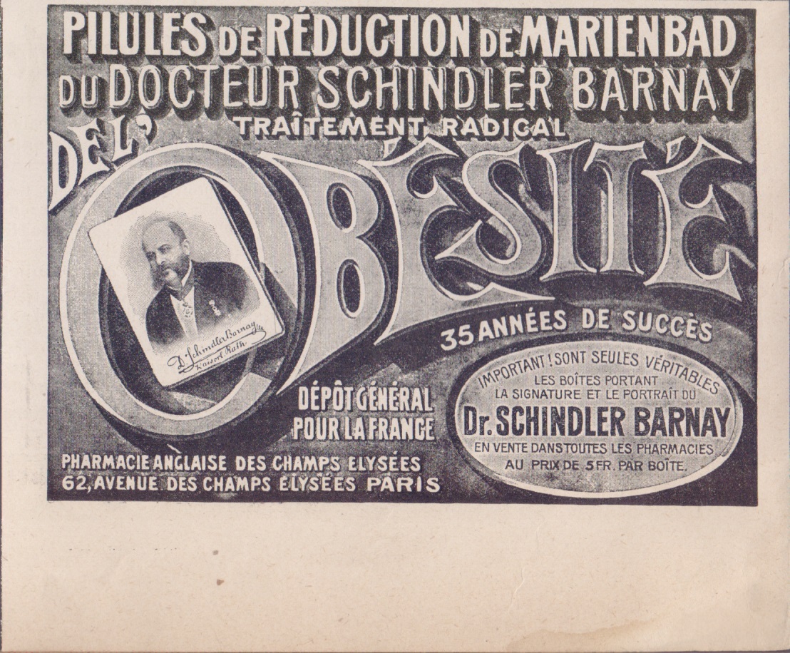 Pilules de reduction de Marienbad du docteur Schindler Barnay. Advertising …