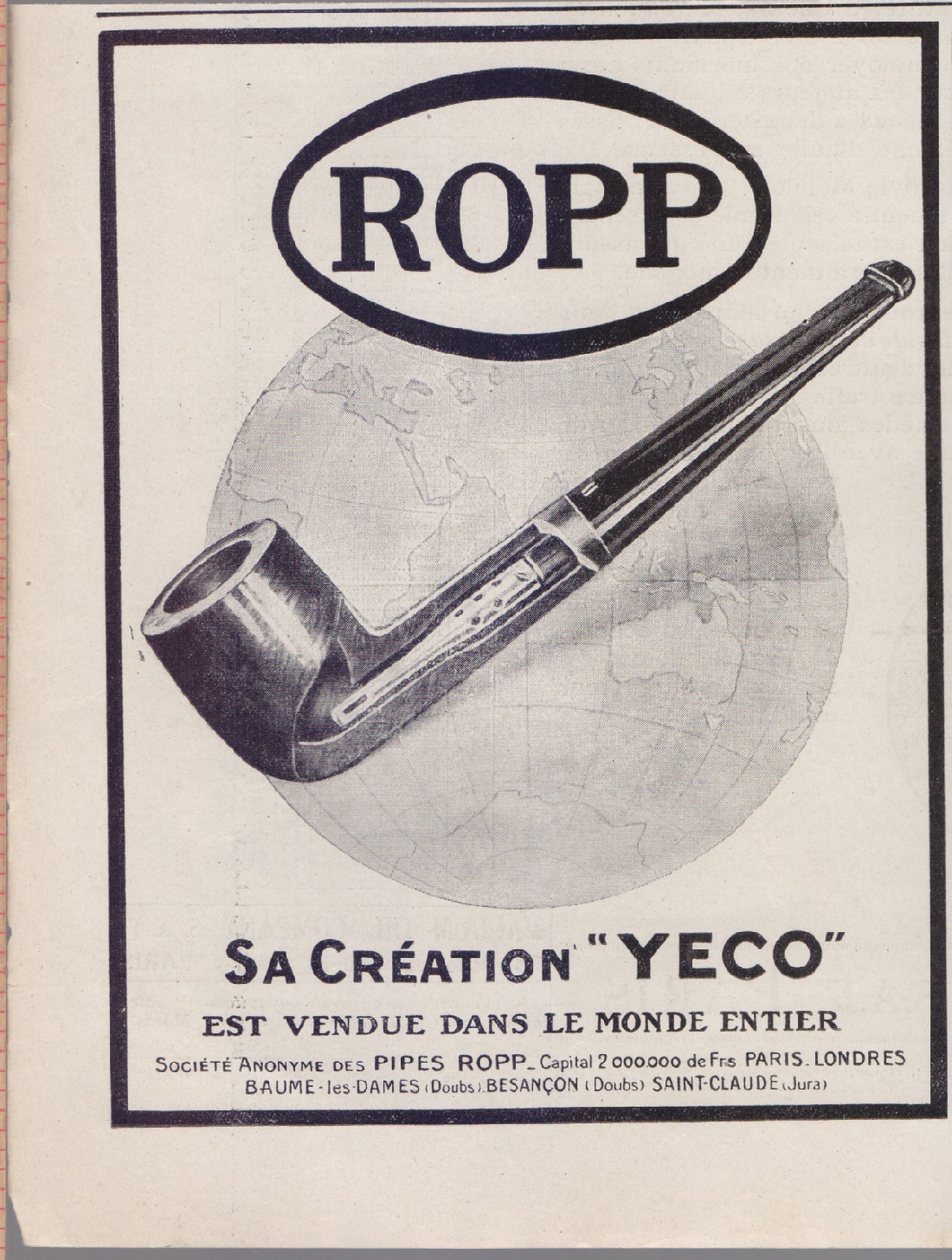 Pipes Ropp. Advertising 1925