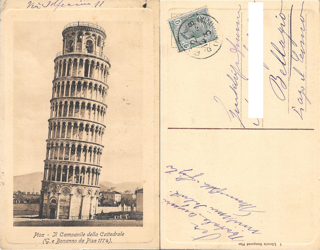 Pisa. Il Campanile della Cattedrale. Viaggiata