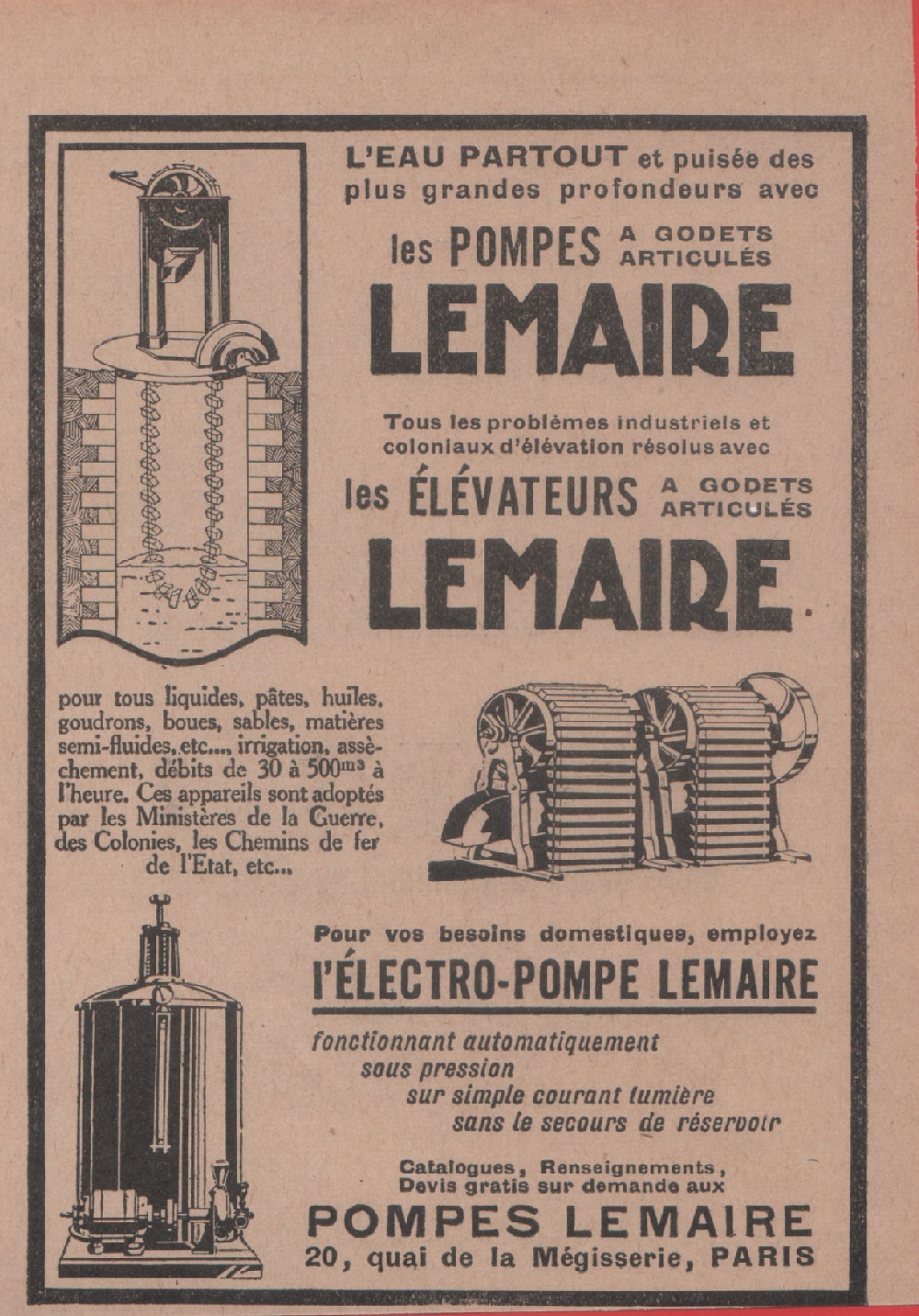 Pompes Lemaire. Advertising 1928