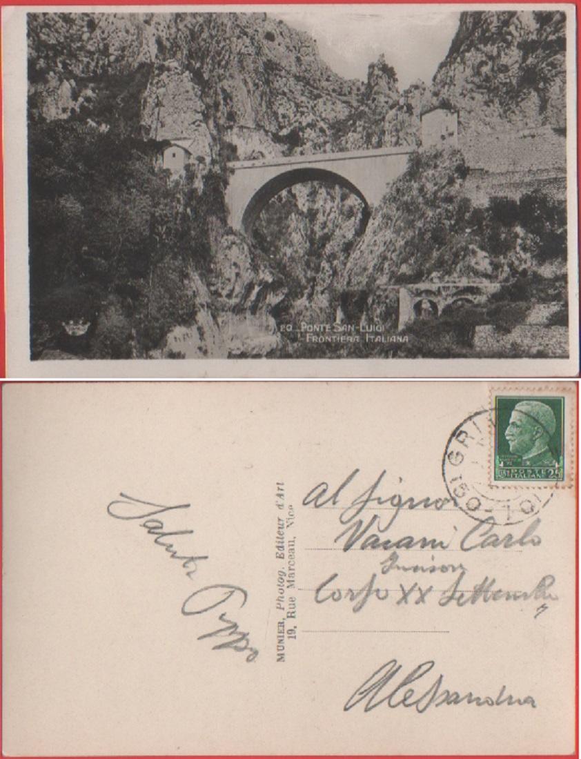 Ponte San Luigi. Frontiera Italiana (IM). Viaggiata