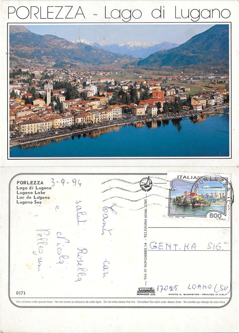 Porlezza. Lago di Lugano. Viaggiata 1994