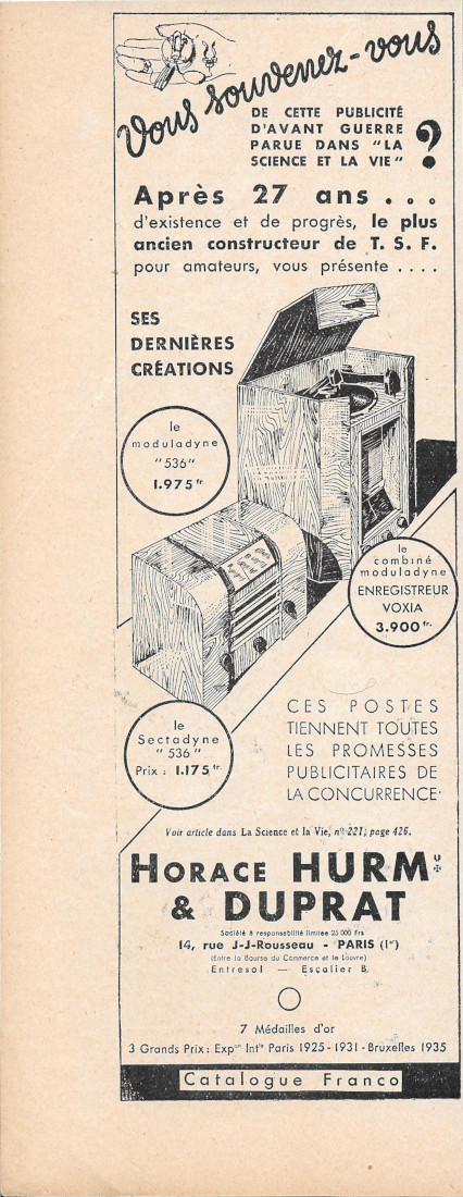 Postes Horace Hurm &amp; Duprat - Advertising 1935