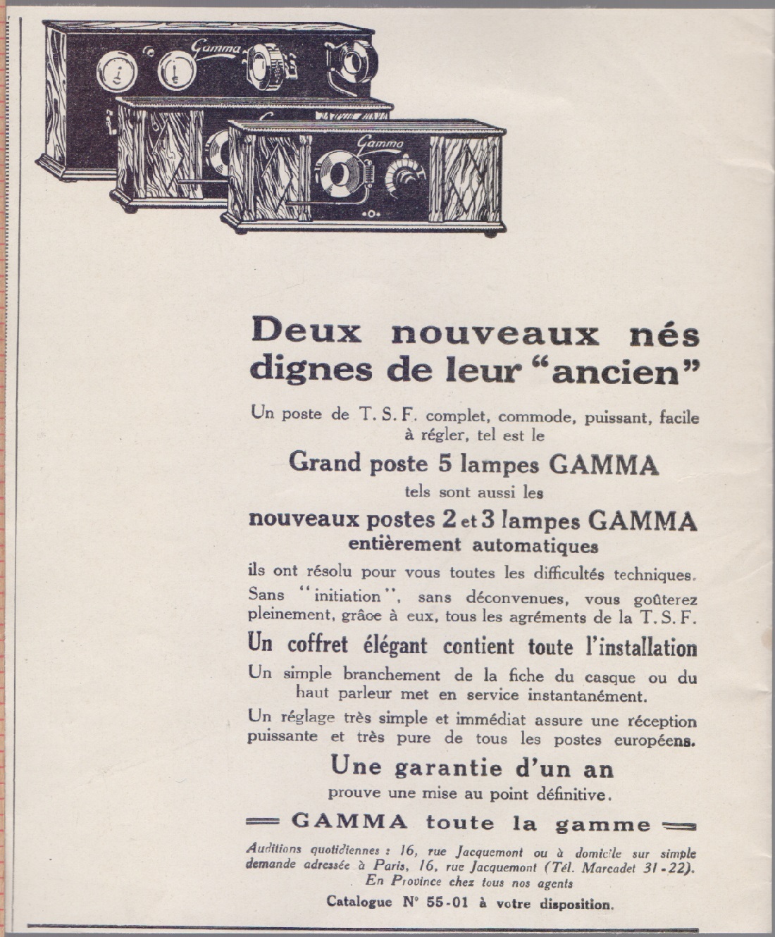 Postes TSF Gamma. Advertising 1925