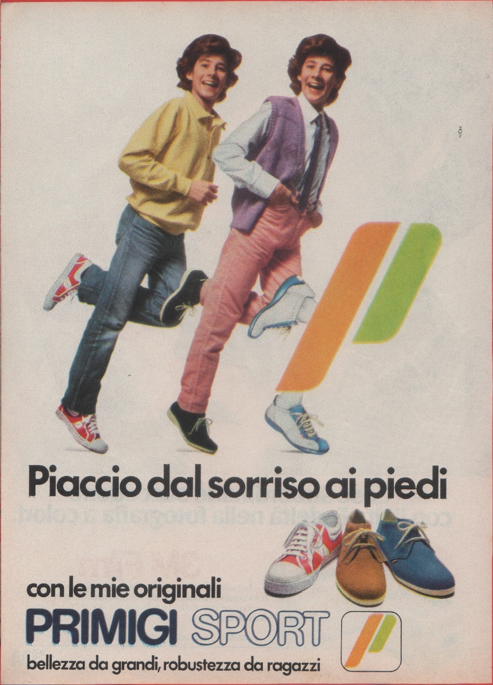 Primigi sport. Piaccio dal sorriso ai piedi. Advertising 1981
