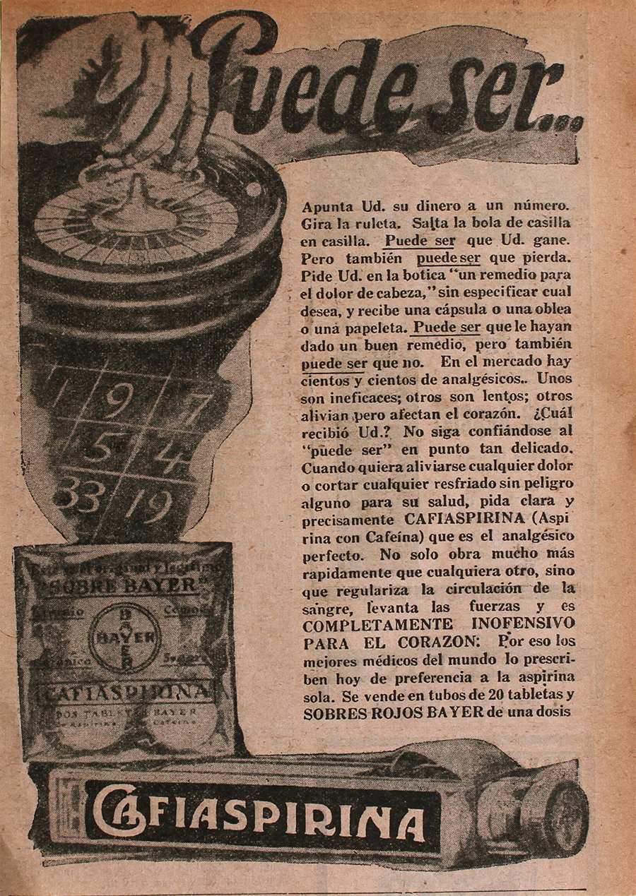 Puede ser.... Cafiaspirina Bayer - Advertising 1922