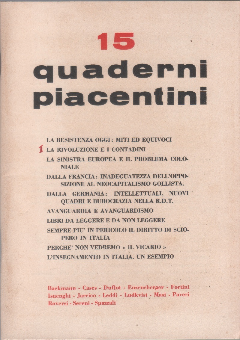 Quaderni piacentini, n. 15. marzo/aprile 1964. anno III