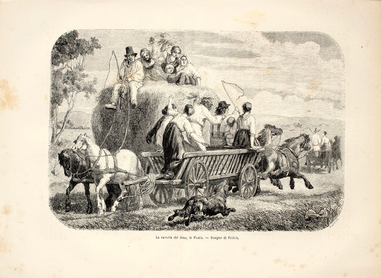 Raccolta del fieno in Fionia. Stampa 1863