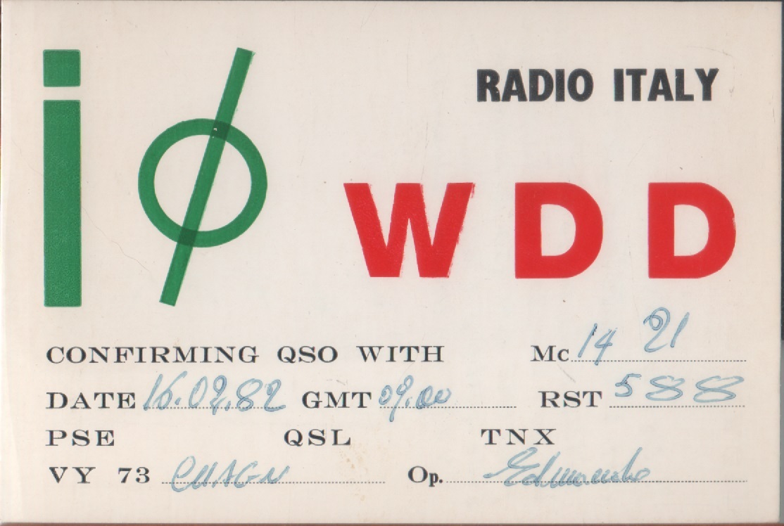 Radio Card. Aprilia 1982. IØWDD - Edmondo Menegatti