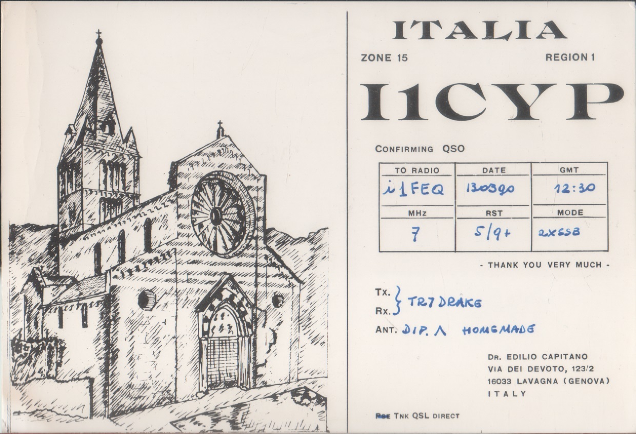 Radio Card. Lavagna (GE) 1972. I1CYP - Edilio Capitano