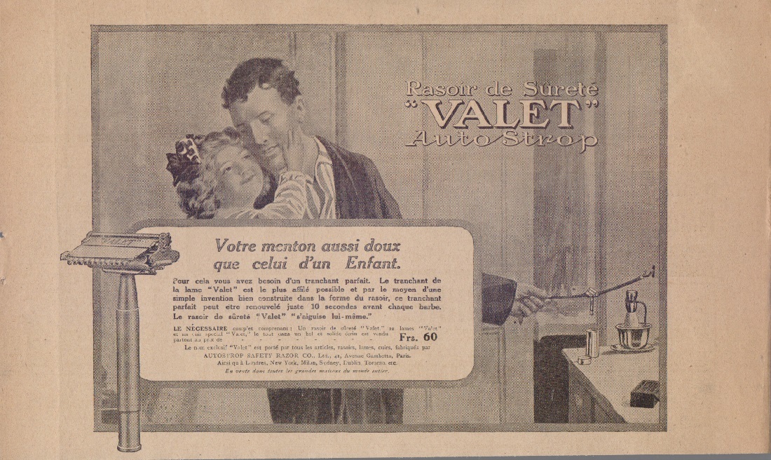 Rasoir de surete Valet autoStrop. Advertising 1920