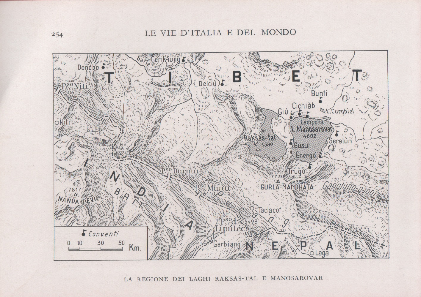 Regione dei laghi Raksas-tal e Manosatovar (Tibet). Immagine 1937
