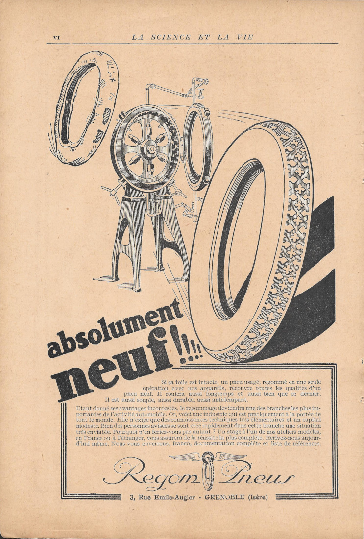 Regom Pneus Absolument Neuf / Mondial SIx Vitus - Advertising …
