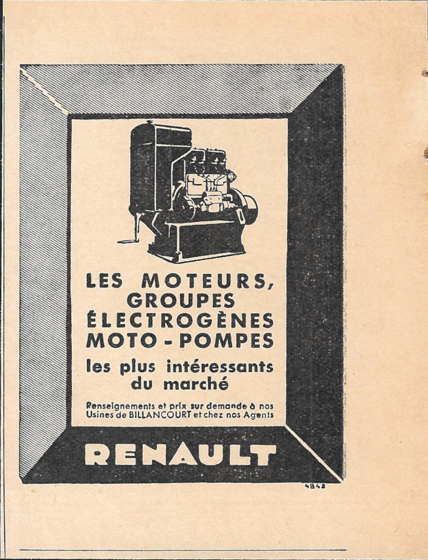 Renault les moteurs, groupes électrogènes, moto-pompes - Immagine 1934