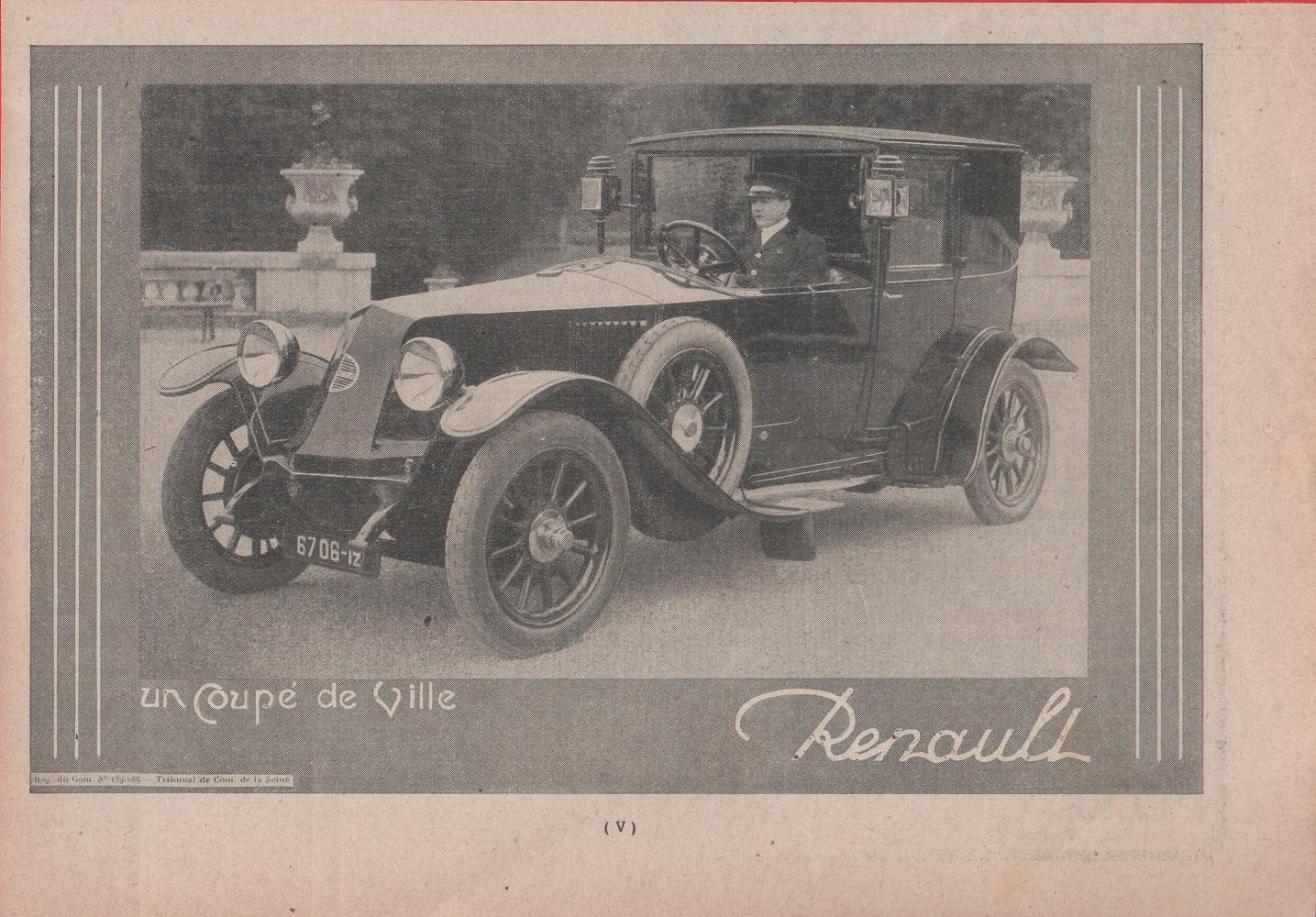 Renault. Un coupé de ville. Advertising 1924
