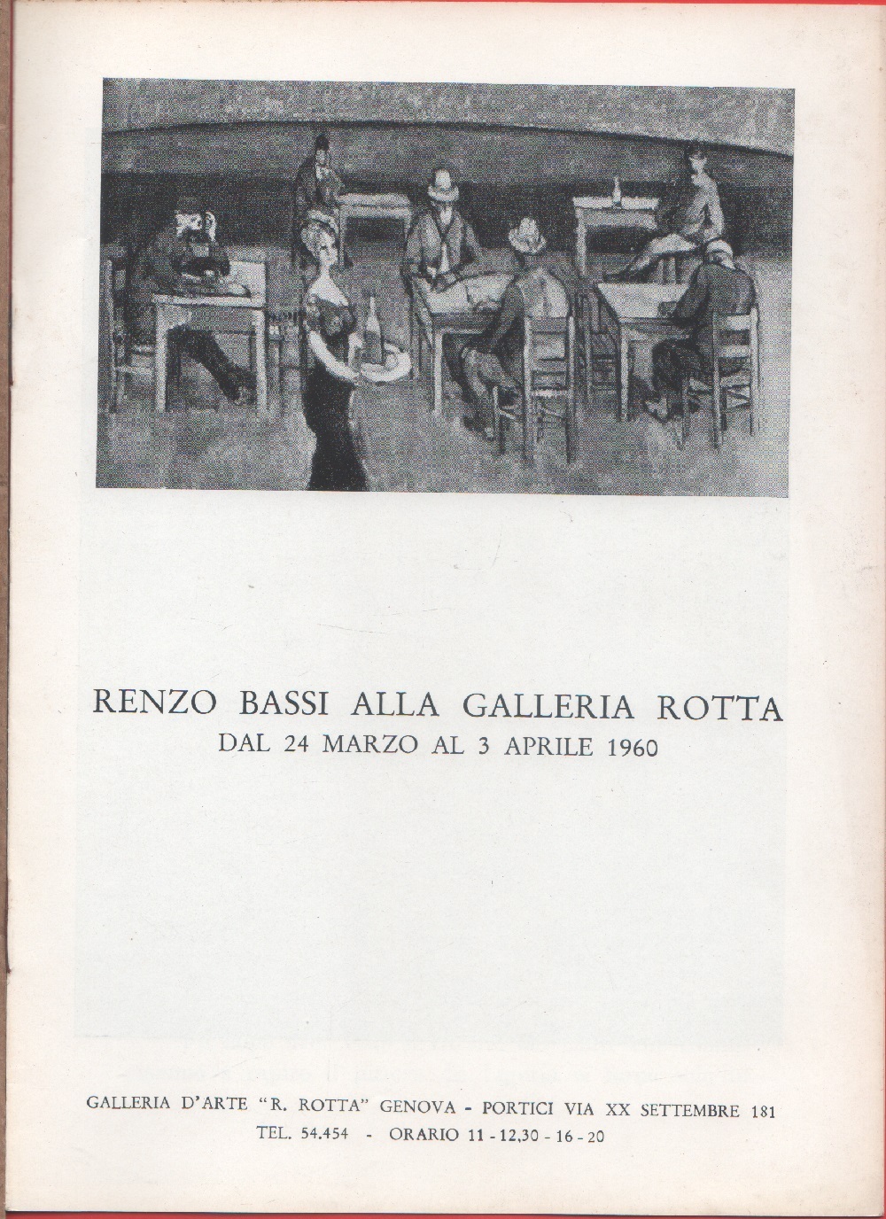 Renzo Bassi. Galleri Rotta, Genova 24/3-3/4 1960
