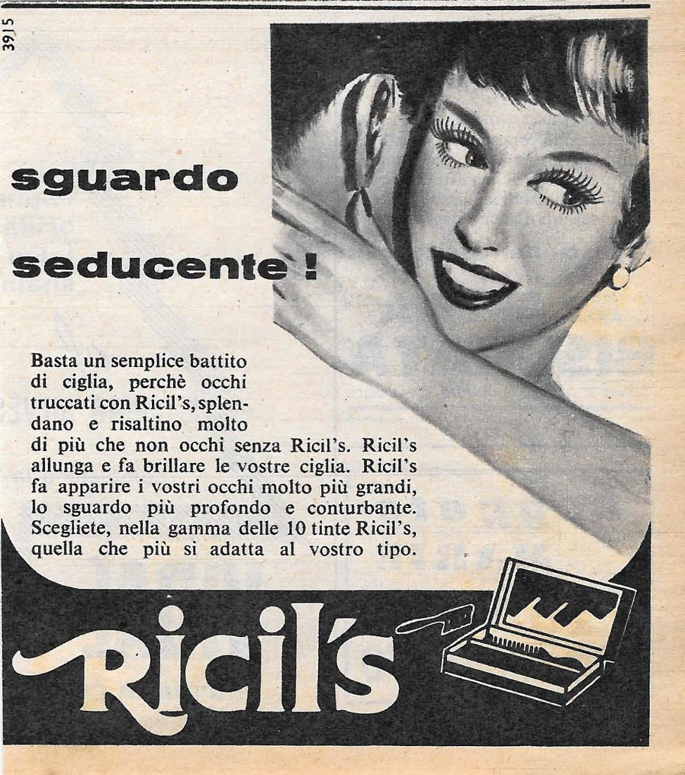 Ricil's. Sguardo seducente. Advertising 1956