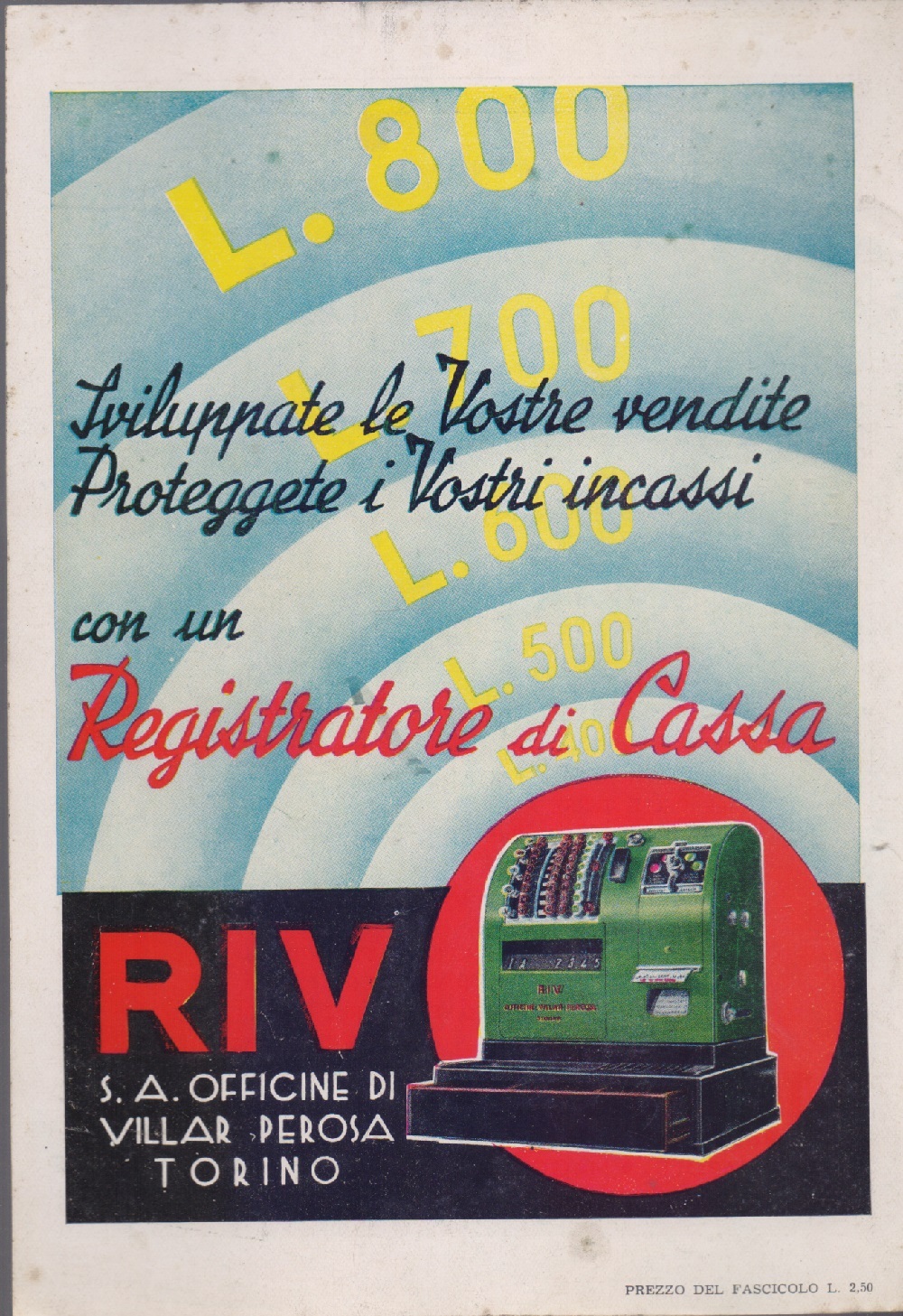 RIV registratori di cassa. Advertising 1940