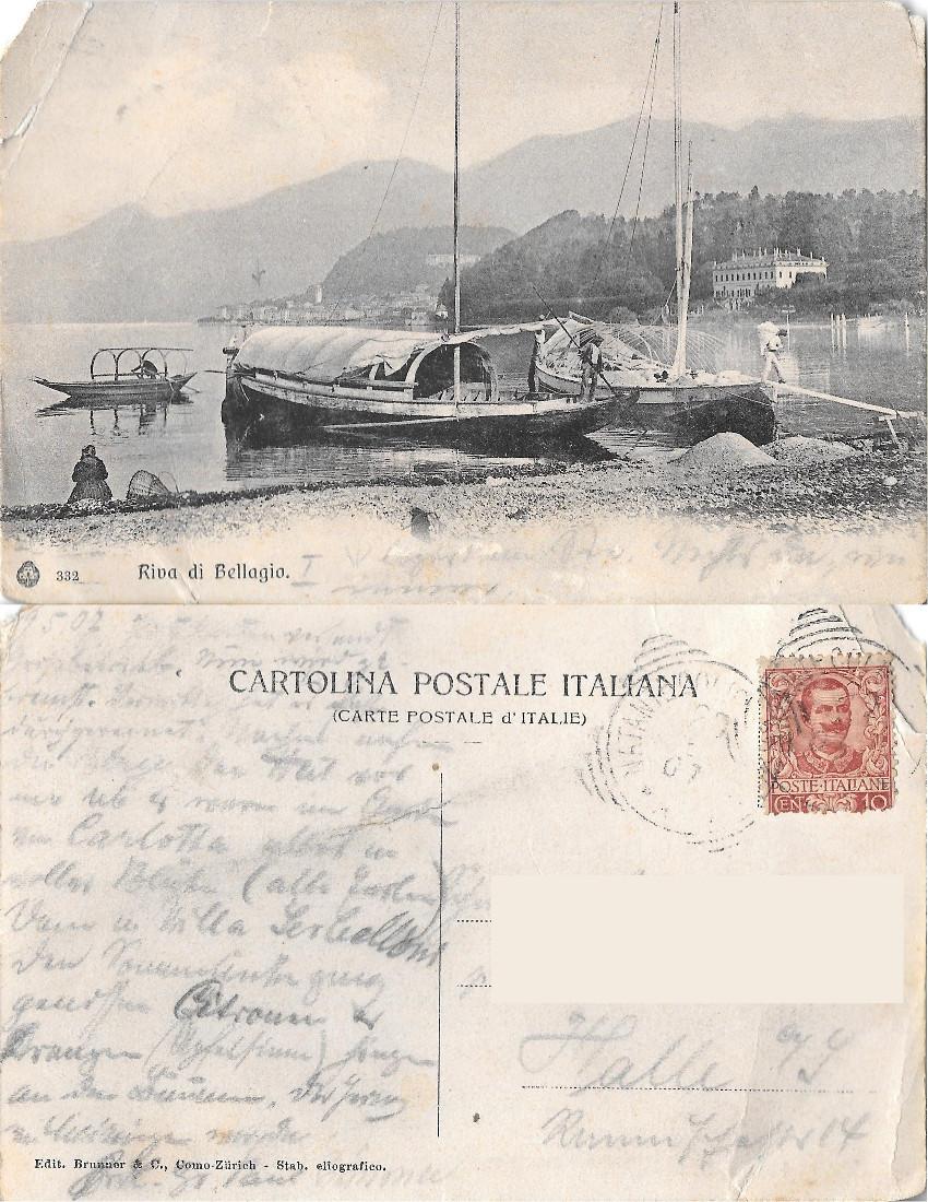 Riva di Bellagio. Viaggiata 1907