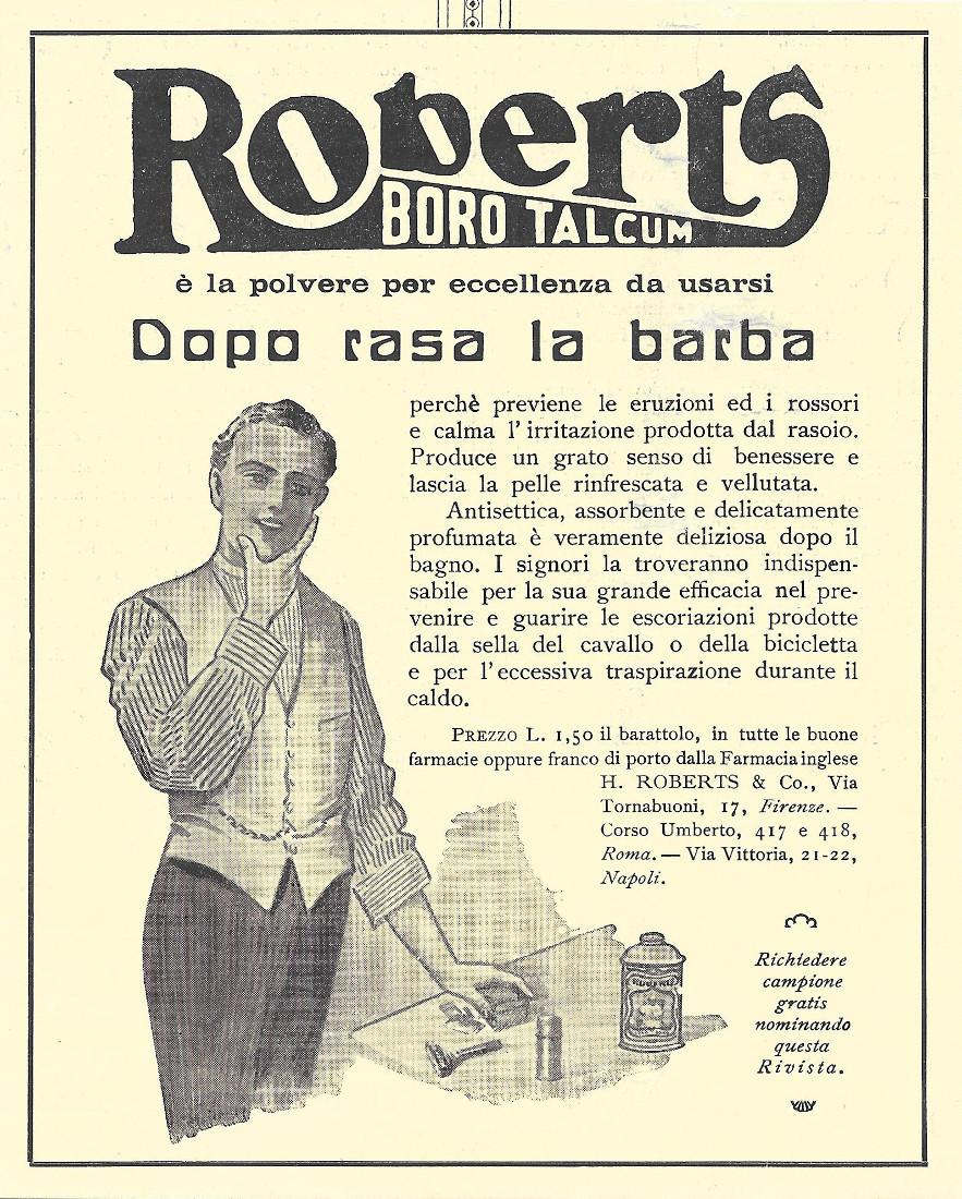 Roberts boro talcum. Advertising 1914