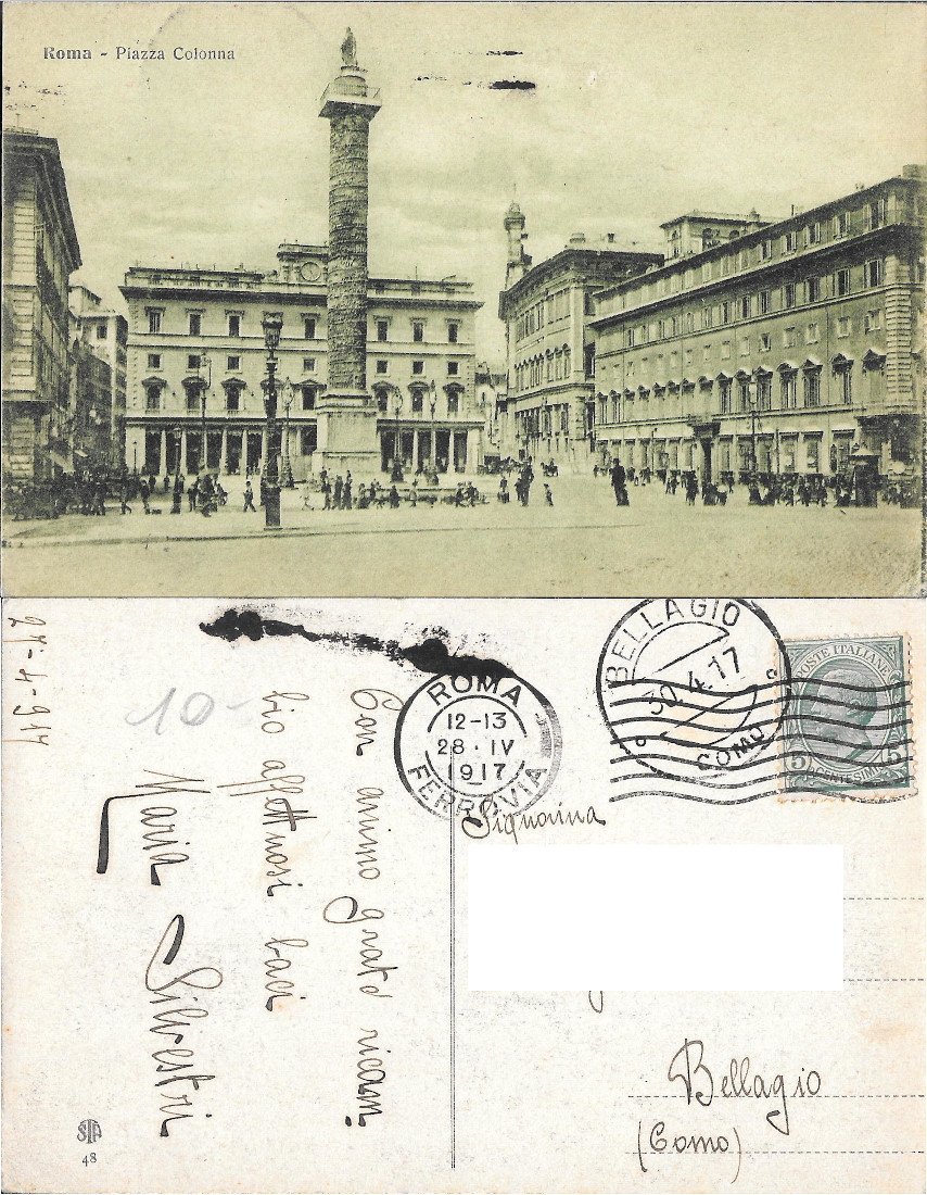Roma - Piazza Colonna. Viaggiata 1917