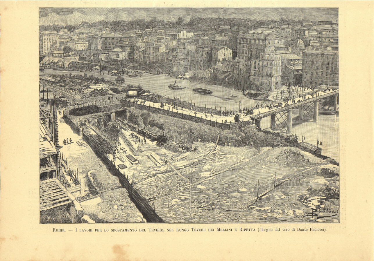 Roma. I lavori per lo spostamento del Tevere nel Lungo …
